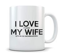 Husband Snowboarding Gift Idea - Funny Snowboarder Coffee Mug for Married or Engaged Men - Snow Boarding Gag Gift for Him from Wife, Bride, Stepmom, Daughter, Son, Friends, or Groomsmen