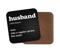 Husband Square Coaster - Partner Valentine's Day Men Dictionary Regular But Cooler Definition Funny Joke Hobby Kitchen Drink #82685