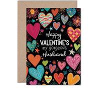 Husband Valentine's Day Card - I love you always and forever - Happy Valentines Card for Husband from Wife Partner, 5x7 Inch Valentine Greeting Cards