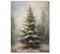 Husband Vintage Christmas Wall Art, Christmas Tree Canvas Picture Painting Prints, Winter Pine Forest Botanical Landscape Posters, Farmhouse Aesthetic Christmas Room Wall Decor, 24x36in Unframed