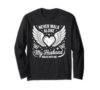 Husband Walks with Me Widow Grieving Wife Long Sleeve T-Shirt