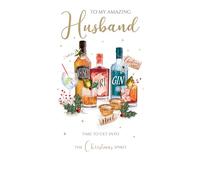 Husband Xmas Spirit Embellished Christmas Card Hand-Finished Champagne Cards XCDC428