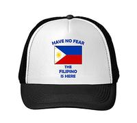Huseki Have No Fear Filipino Is Here Philippines Filipinos Adjustable Trucker Hat Cap Black