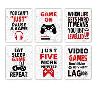 Huset Video Game Poster Art Print Funny Canvas Gaming Wall Art for Kids Boy Bedroom Playroom Home Decor No Frame Set of 6 piece 10X8