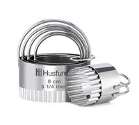 Husfunov Biscuit Cutter Set Wave Cookie Cutters with Handle 5 Pieces Stainless Steel Square Professional Baking Dough Tools for Cake
