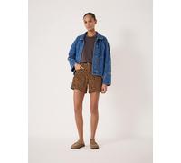 HUSH Cotton Rich Animal Print High Waisted Shorts Brown Mix