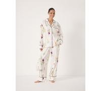 HUSH Cotton-Rich Brushed Harvest Print Pyjama Set White Mix