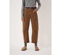 HUSH Cotton Rich Leopard Print Barrel Leg Trousers Brown Mix