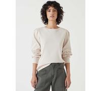 HUSH Emily Puff Sleeve Cotton Jersey Top Beige