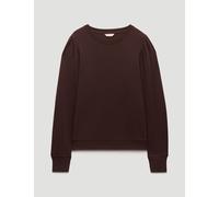 HUSH Emily Puff Sleeve Cotton Jersey Top Dark Brown