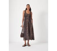 HUSH Leopard Print Scoop Neck Midi Waisted Dress Multi