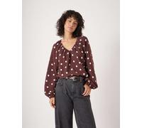HUSH Polka Dot Printed V-Neck Blouse Brown Mix