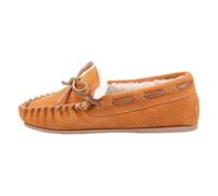 Hush Puppies ADDISON Kids Suede Moccasin Slippers Tan