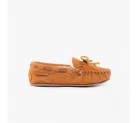 Hush Puppies Addison Unisex Kids Suede Slip-On Memory Foam Tan Moccasin Slippers