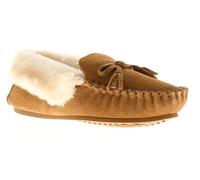 Hush Puppies Agnes Women's Tan & Beige Fur Suede Moccasin Slippers, Size: 7
