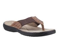 Hush Puppies Alan Toepost Leather Men's Tan Flip Flops UK 10