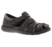 Hush Puppies Albert Mens Black Leather Fisherman Sandals, Size: 9