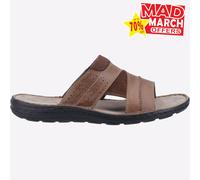 Hush Puppies Archer Mens Leather Slip-On Summer Everyday Beach Sandals Tan