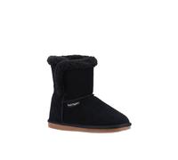 Hush Puppies 'ashleigh' Suede And Faux Fur Bootie Slippers In Black Black