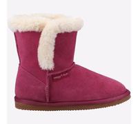 Hush Puppies Ashlynn Junior Leather Casual Faux Fur Ankle Boots Pink