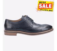 Hush Puppies Bryson Leather Mens Memory Foam Designer Brogue Shoes Navy