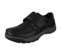 Hush Puppies Casper Touch Fastening Mens Shoes - Black Leather - Size UK 14