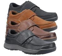 Hush Puppies Casper Mens Touch Fasten Slip On Smart Leather Shoes - Black - UK 9 / EU 43