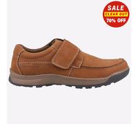 Hush Puppies Casper Touch Fastening Leather MEMORY FOAM Mens Shoes Tan