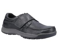 Hush Puppies Casper Touch Fastening Mens Shoes - Black Leather - Size UK 12