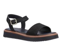 Hush Puppies Cassie Nubuck WoMens Black Sandals Leather - Size UK 4
