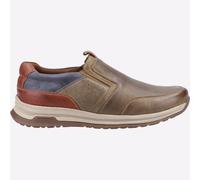 Hush Puppies Cole Leather MEMORY FOAM Mens Slip On Casual Shoes Khaki