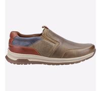 (Brown, 6 (Adults')) Hush Puppies Cole Leather Men's Khaki/Navy/Tan Leather Mix Loafers
