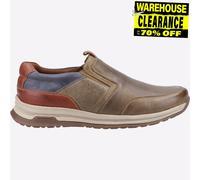 (Brown, 6 (Adults')) Hush Puppies Cole Leather Men's Khaki/Navy/Tan Leather Mix Loafers