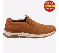 Hush Puppies Cole Leather MEMORY FOAM Mens Slip On Casual Shoes Tan