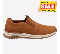 Hush Puppies Cole Leather MEMORY FOAM Mens Slip On Casual Shoes Tan