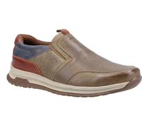 Hush Puppies Cole Slip On Leather Memory Foam Men's | Slip On Shoes | Khaki/Navy/Tan Leather Mix | UK Size 10