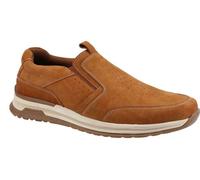 (Brown, 8 (Adults')) Hush Puppies Cole Leather Men's Tan Loafers