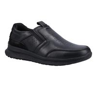 Hush Puppies Loafers Cole Leather Slip-On — Black Nubuck, Memory Foam — Men's UK 12