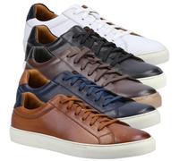 Hush Puppies Colton Mens Lace Up Casual Smart Leather Trainers - Black - UK 8 / EU 42