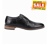 Hush Puppies David Mens MEMORY FOAM Smart Casual Leather Double Monk Shoes Black