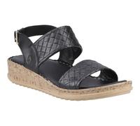 Hush Puppies Ebony Wide Fit Leather Women's Black Sandals - UK 8 / EU 41 / US 10