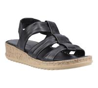 Hush Puppies Eden Wide Fit Leather Womens Black Sandals - Size UK 3
