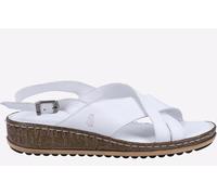 Hush Puppies Elena Cross Over Wedge Sandal LEATHER Womens - White - Size UK 5