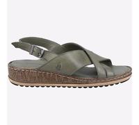 Hush Puppies Ladies Elena Cross Over Wedge Sandal, Olive, 3
