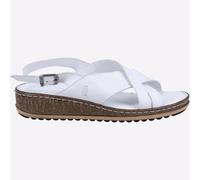 Hush Puppies Elena Cross Over Womens Leather Wedge Sandals White