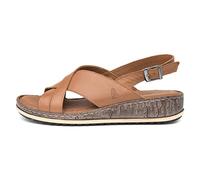 Hush Puppies Womens Elena Cross Over Wedge Sandals - Brown Leather - Size UK 4