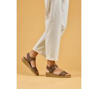 Hush Puppies Ellie Nubuck Wide Fi Womens Wedge Sandals Mushroom, Grey, 8