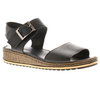 Hush Puppies Ellie Wide Fit Women's Black Leather Two Part Sandals, Size: 5