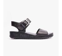 Hush Puppies Ellie Womens Leather Buckle Breathable Casual Black Sandals