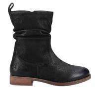 Hush Puppies Emilia Women's Black Leather Ruched Ankle Boots, Size: 3